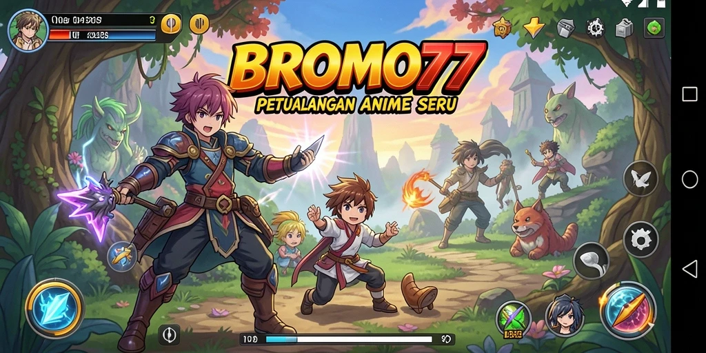 Screenshot BROMO77 menampilkan aksi seru dalam permainan Anime.