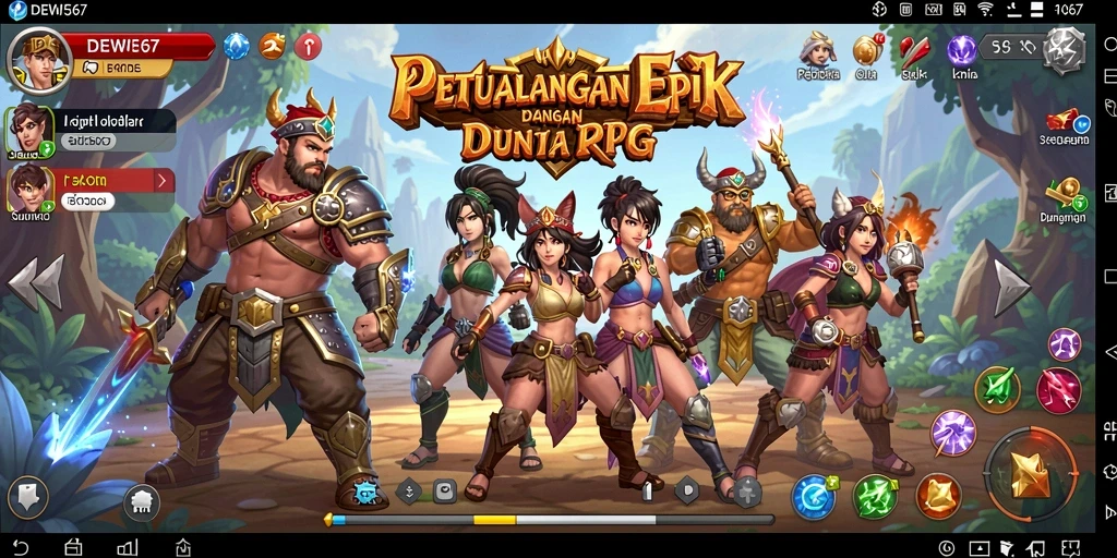 Tangkapan layar DEWI567 menunjukkan aksi pertarungan yang seru dan dunia game yang bervariasi.