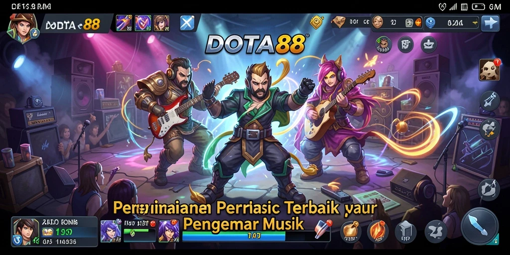 Tampilan gameplay DOTA88 yang menarik dengan berbagai pilihan musik.