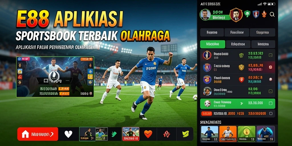 Tangkapan layar utama <strong>E88</strong> menampilkan tampilan antarmuka taruhan olahraga yang menarik.