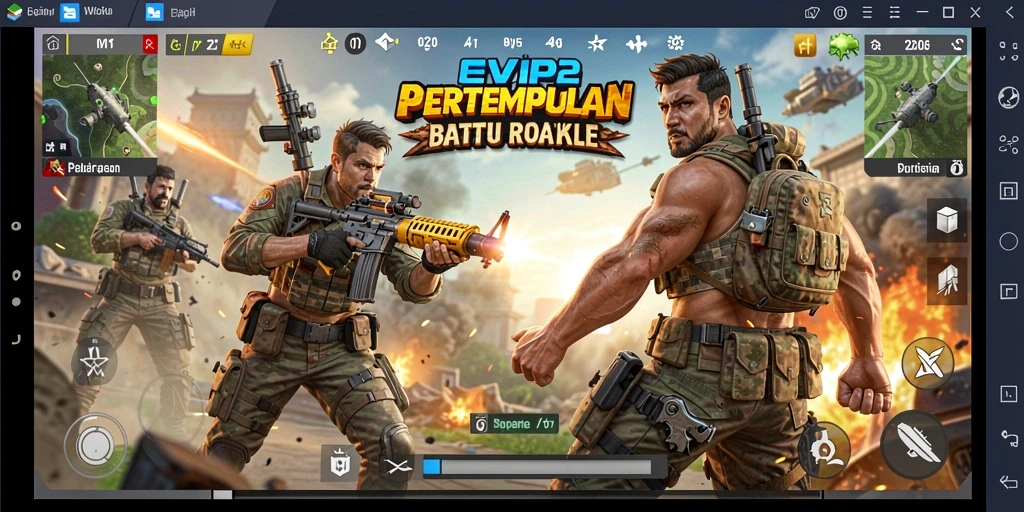 Screenshot gameplay EVIP2 menampilkan aksi intens dalam pertempuran Battle Royale.
