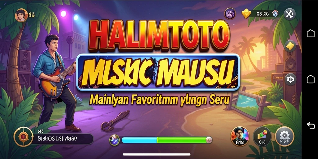 Tampilan gameplay seru HALIMTOTO dengan berbagai pilihan musik.