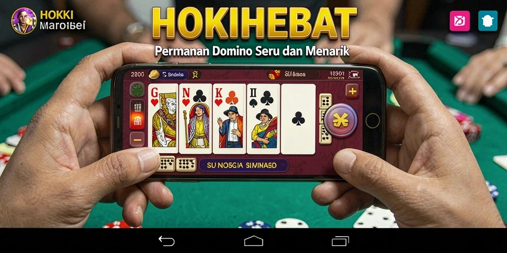 Screenshot HOKIHEBAT menampilkan gameplay Domino yang seru dan interaktif.
