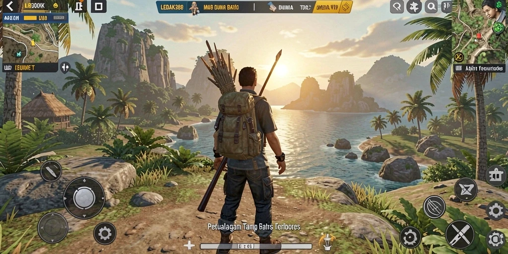 Screenshot gameplay dari LEDAK388 menampilkan dunia terbuka yang luas dan detail.