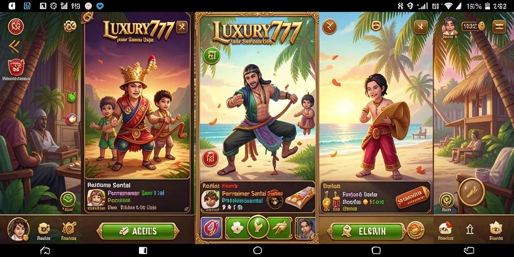 Tampilan gameplay LUXURY777 yang menarik dan penuh warna.