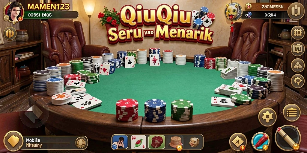 Screenshot utama MAMEN123 menampilkan aksi seru permainan QiuQiu.