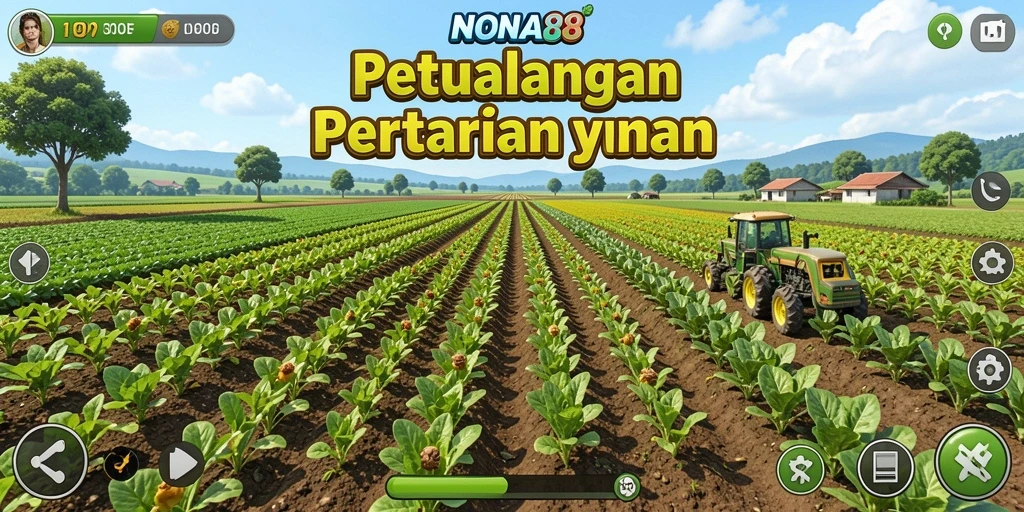 Screenshot gameplay yang menampilkan kebun subur di NONA88.