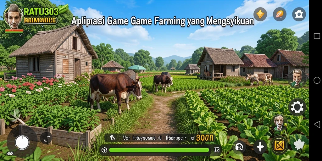 Tampilan screenshot yang menunjukkan gameplay seru dalam RATU303 dengan aktivitas bertani.
