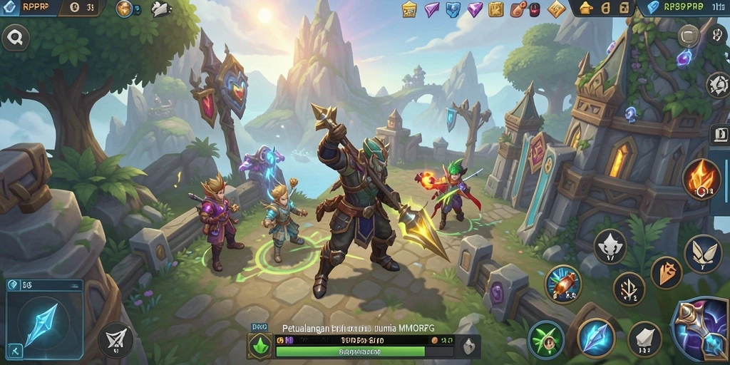 Tampilan gameplay menarik dari RPRPRP yang memperlihatkan pertempuran epik dalam MMORPG.