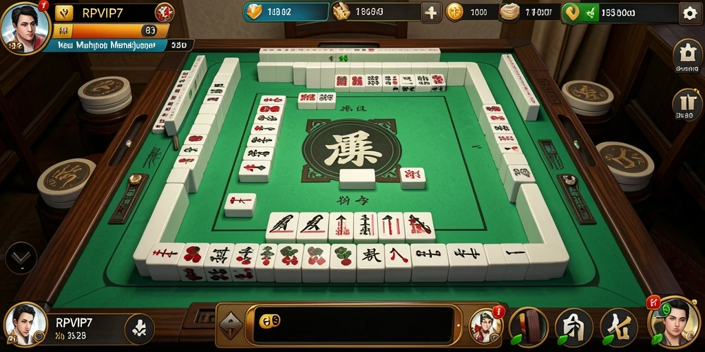 Tampilan gameplay menegangkan di RPVIP7 dengan ubin Mahjong berwarna-warni.