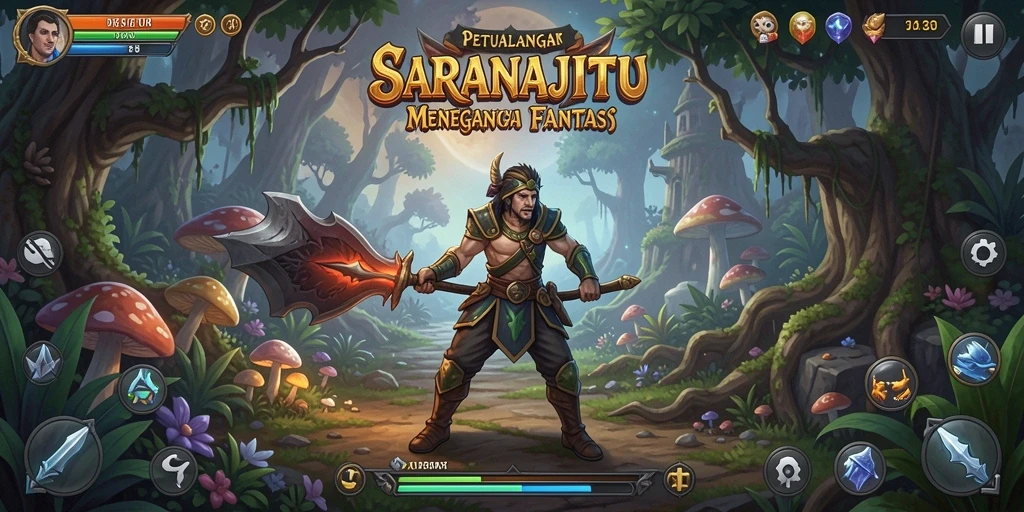 Screenshot gameplay SARANAJITU yang menunjukkan petualangan seru.