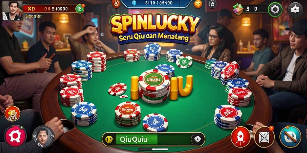 Screenshot gameplay SPINLUCKY yang menampilkan suasana bermain QiuQiu.