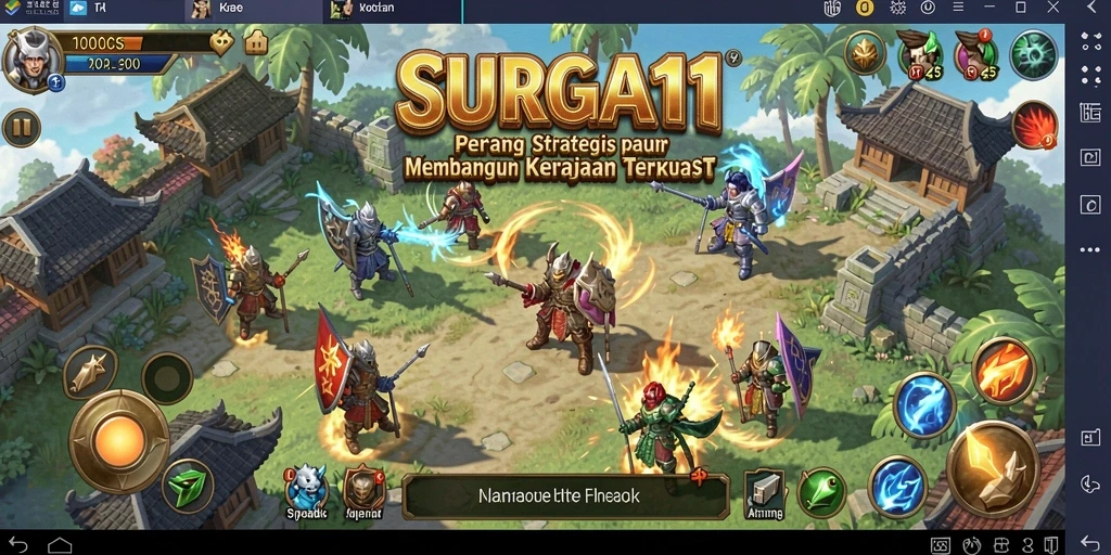 Tangkapan layar gameplay SURGA11 yang menampilkan pertempuran strategi yang mendebarkan.