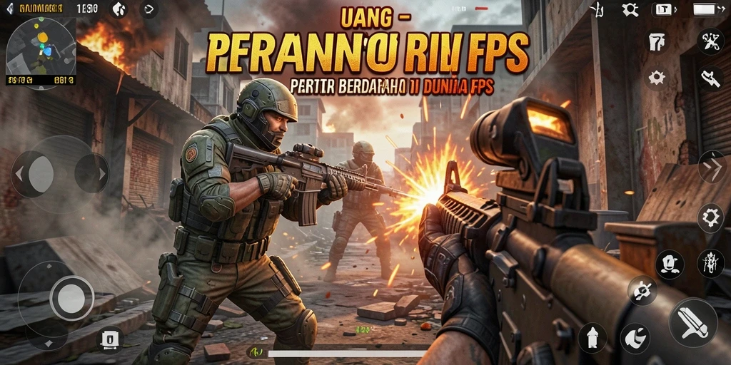Screenshot utama UANG menampilkan pertarungan FPS yang intens dan mendebarkan.